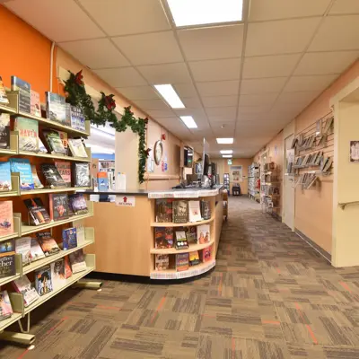 Interior of Selkirk Library looking at the reception desk