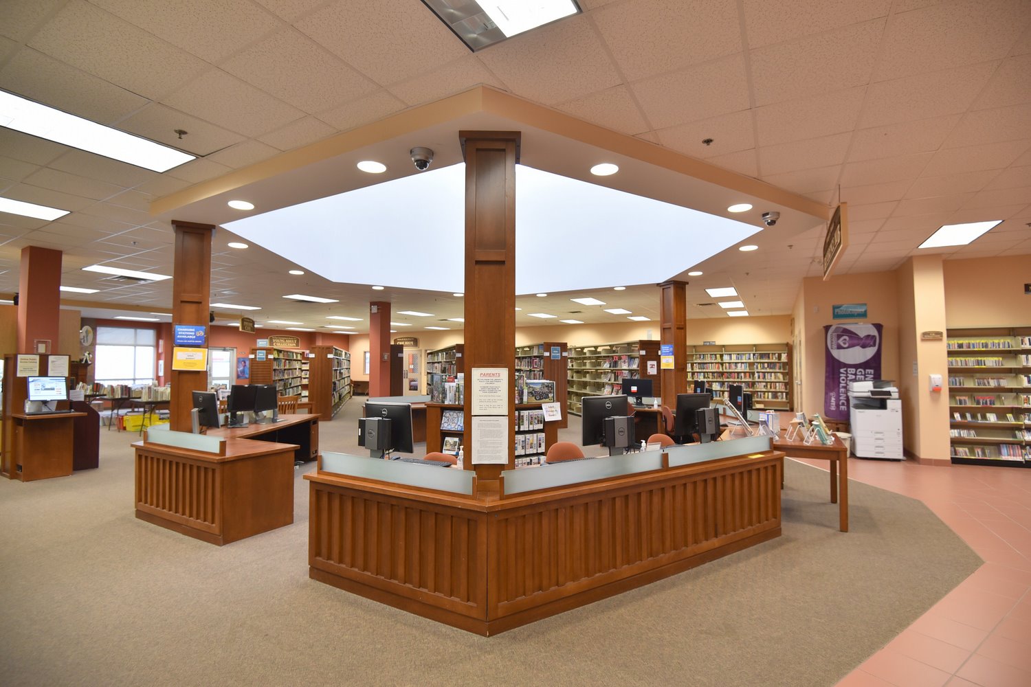 Computer pods at the Caledonia Library