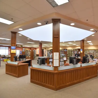 Computer pods at the Caledonia Library