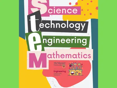 the acronym STEM in decorative lettering 